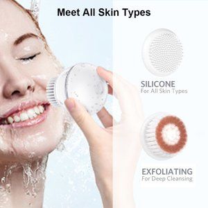 Electric Rechargeable Sonic Scrubber Silicone Facial Cleansing Brush For Face